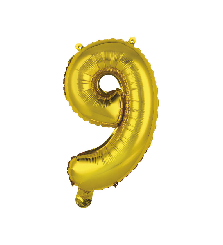 Mini zlatý fóliový balónik číslo 9