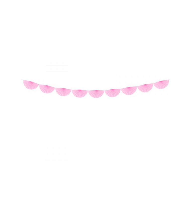 Girlanda - vejáriky svetlo ružové menšie
