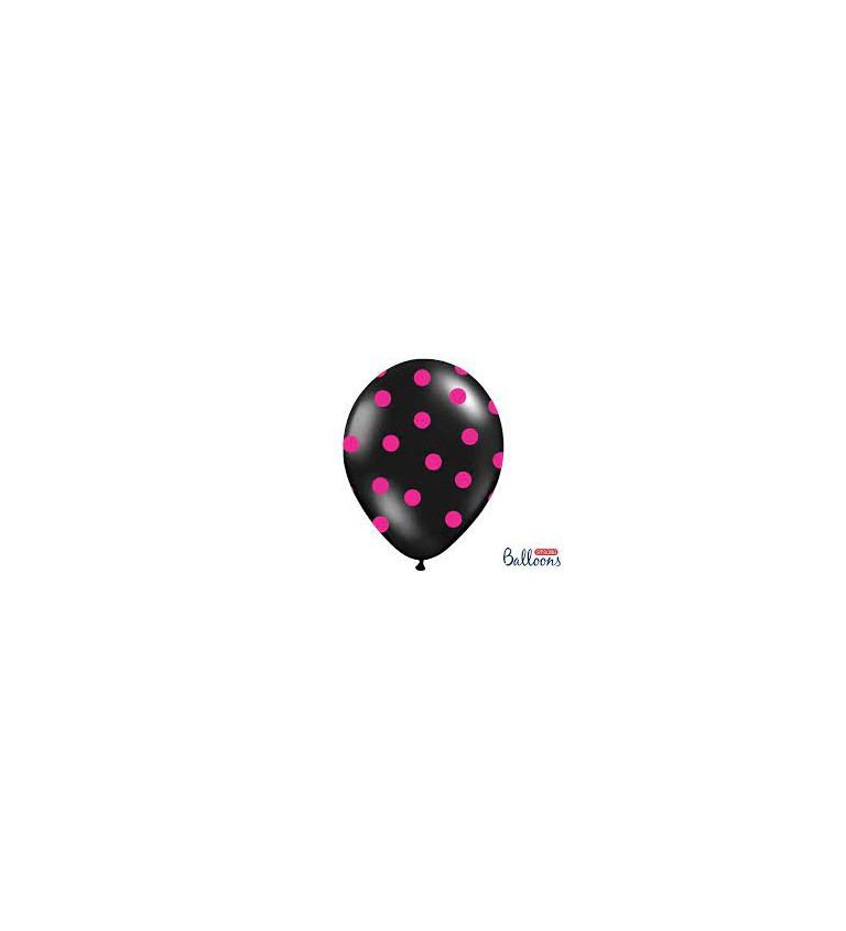 Čierne balóny s ružovými bodkami
