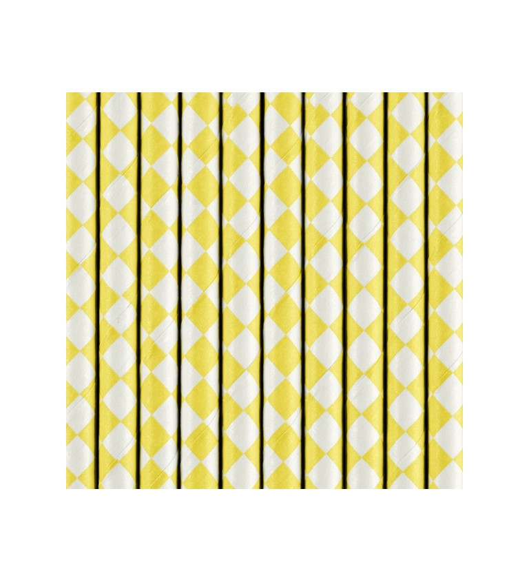 Papierové slamky so štvorčekami, žlté