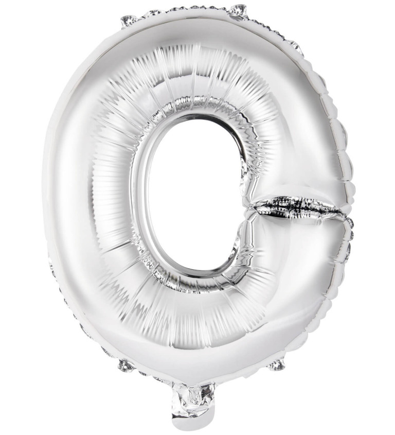Fóliový balónik mini "O" - strieborný