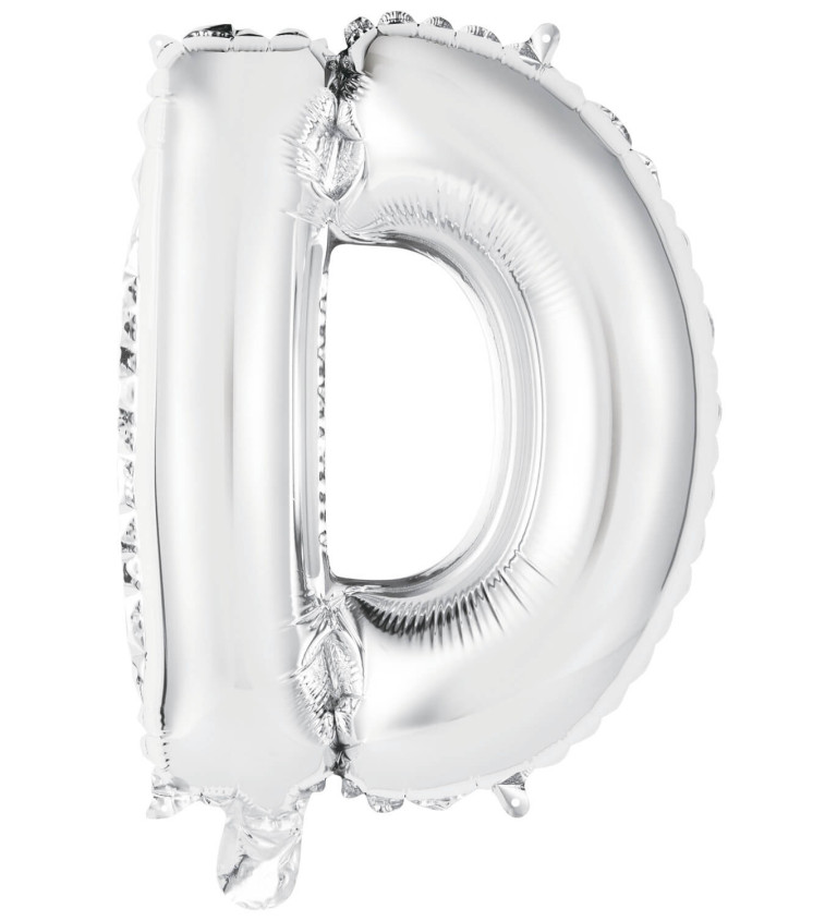 Fóliový balónik mini "D" - strieborný