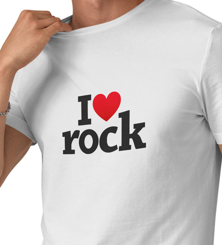 Pánske tričko biele - I love rock