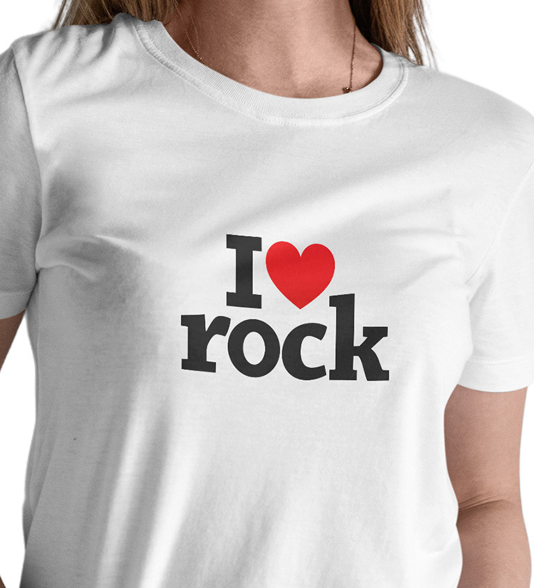 Dámske tričko biele - I love rock