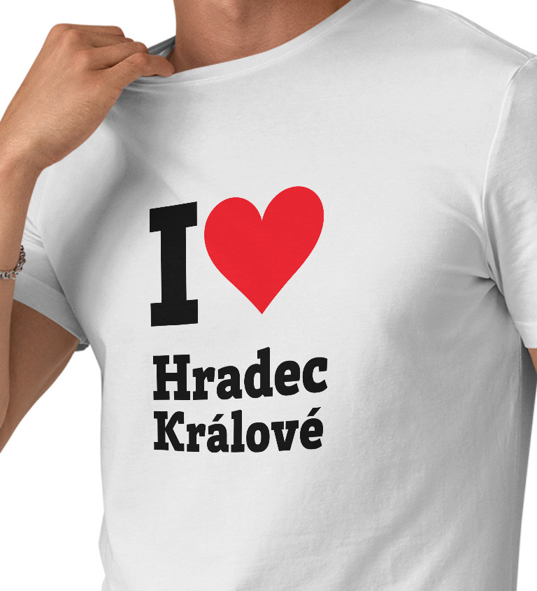 Pánske biele tričko - I love Hradec Králové