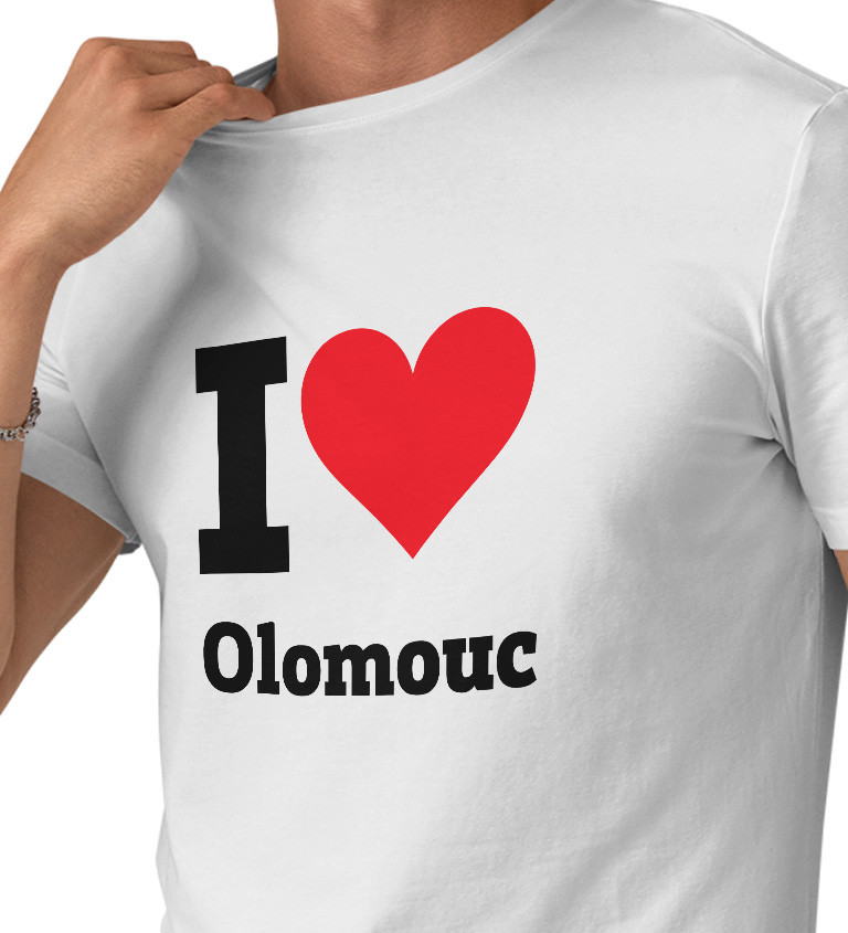 Pánske biele tričko - I love Olomouc