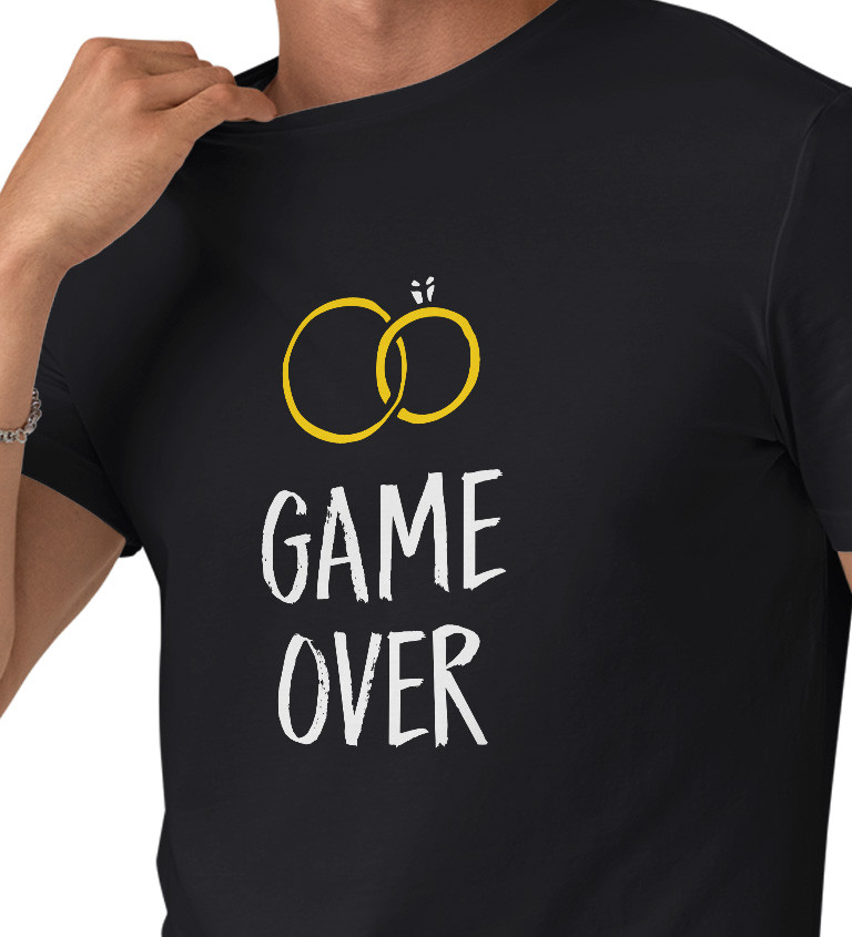 Pánske tričko čierne - Game over prstene