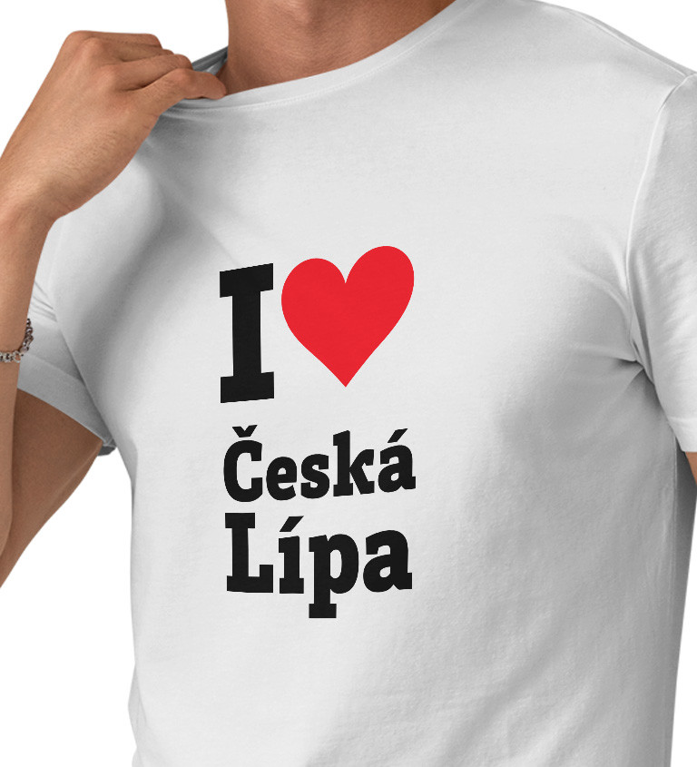 Pánske tričko biele - I love Česká Lípa
