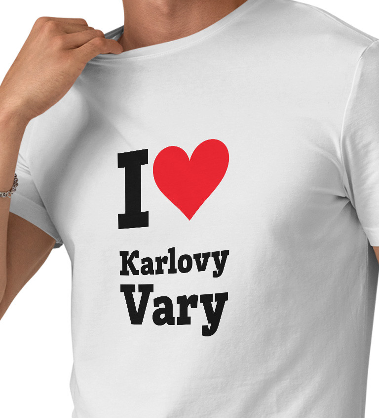 Pánske tričko biele - I love Karlovy Vary