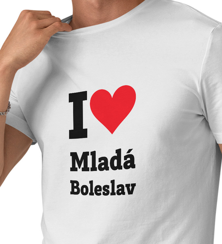 Pánske tričko biele - I love Mladá Boleslav