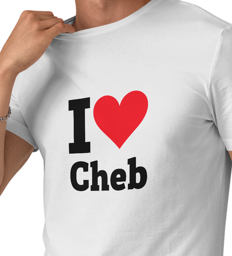 Pánske tričko biele - I love Cheb