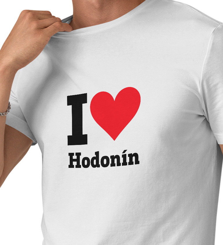 Pánske tričko biele - I love Hodonín