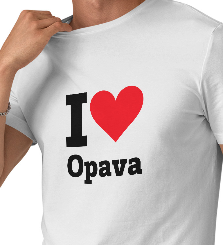 Pánske tričko biele - I love Opava