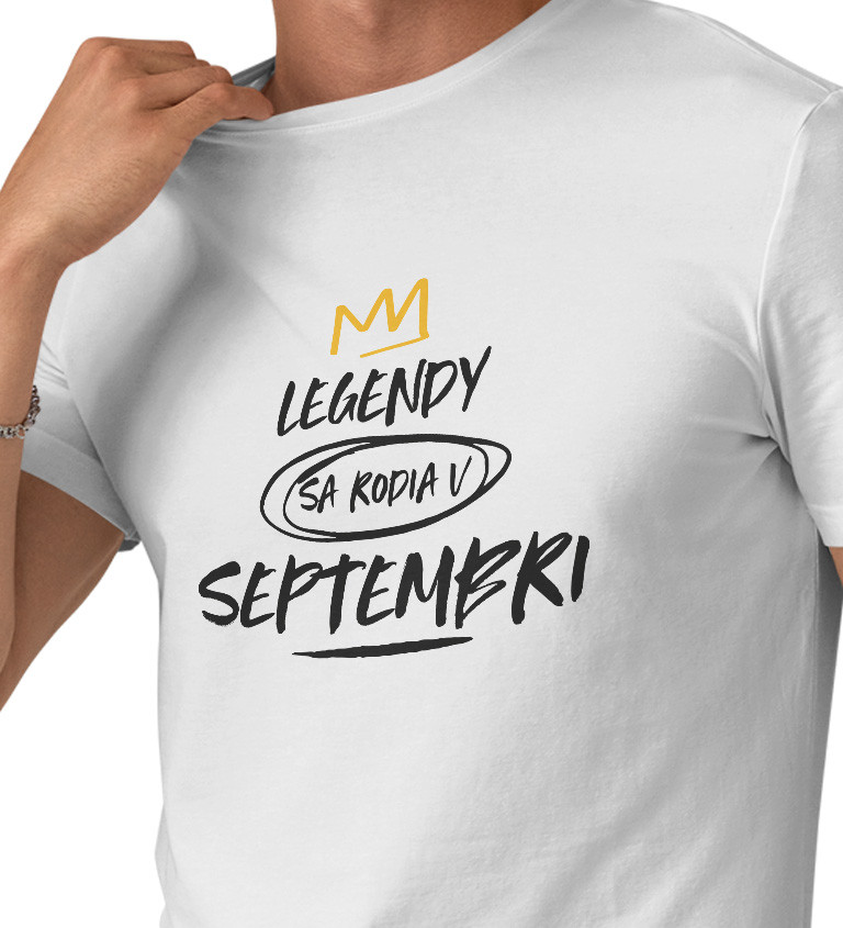 Pánske tričko biele - Legendy sa rodia v septembri