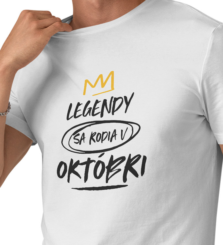 Pánske tričko biele - Legendy sa rodia v októbri