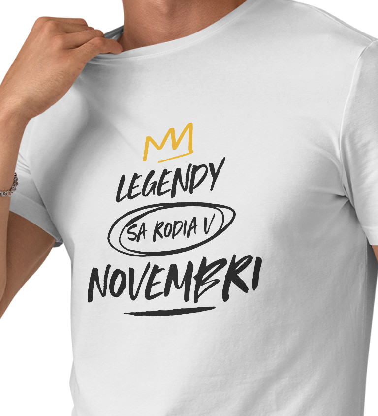 Pánske tričko biele - Legendy sa rodia v novembri