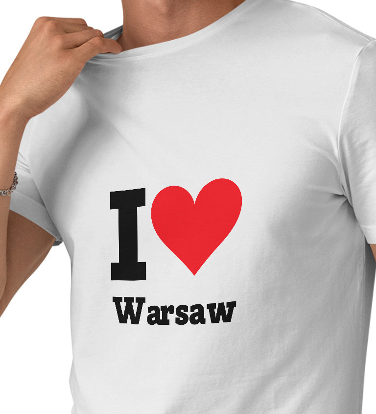 Pánske tričko biele - I love Warsaw