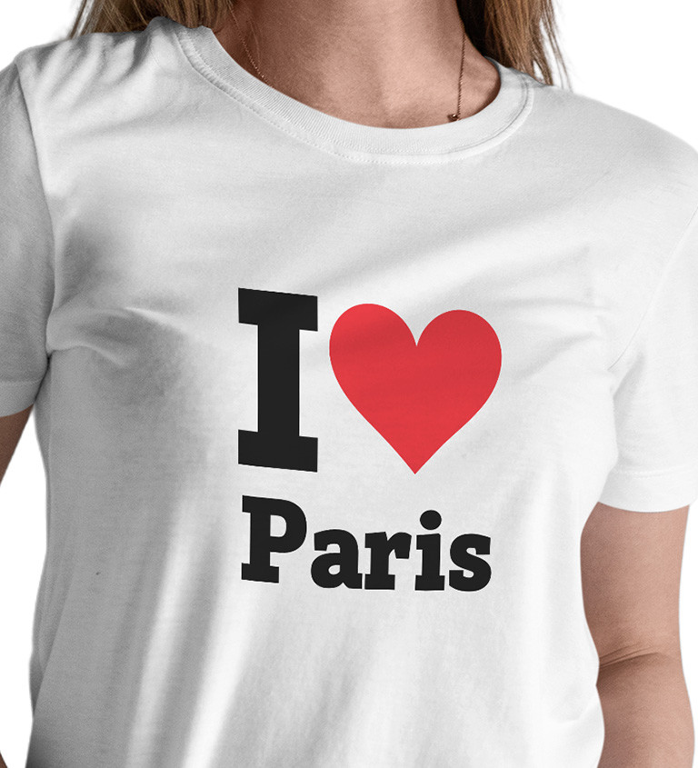 Dámske tričko biele - I love Paris