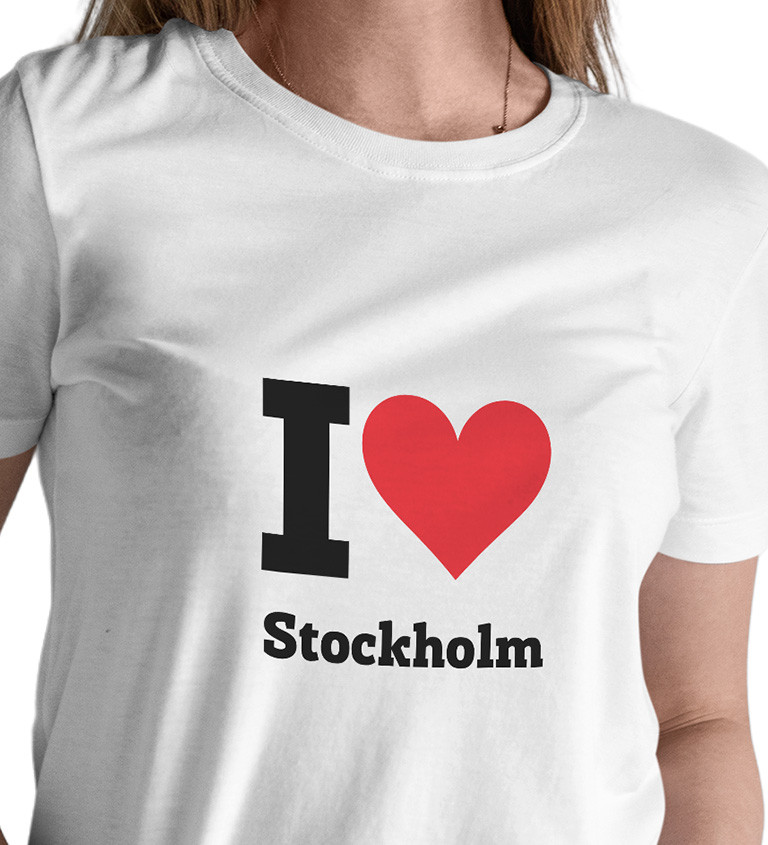 Dámske tričko biele - I love Stockholm
