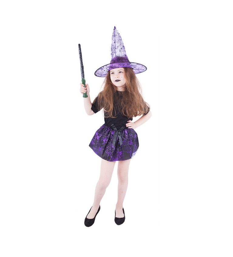 Detská fialová sukňa a klobúk - Čarodejnica