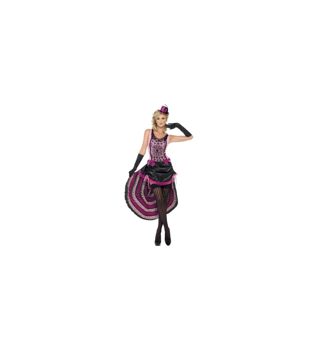 Ružovočierny kostým tanečnice Burlesque