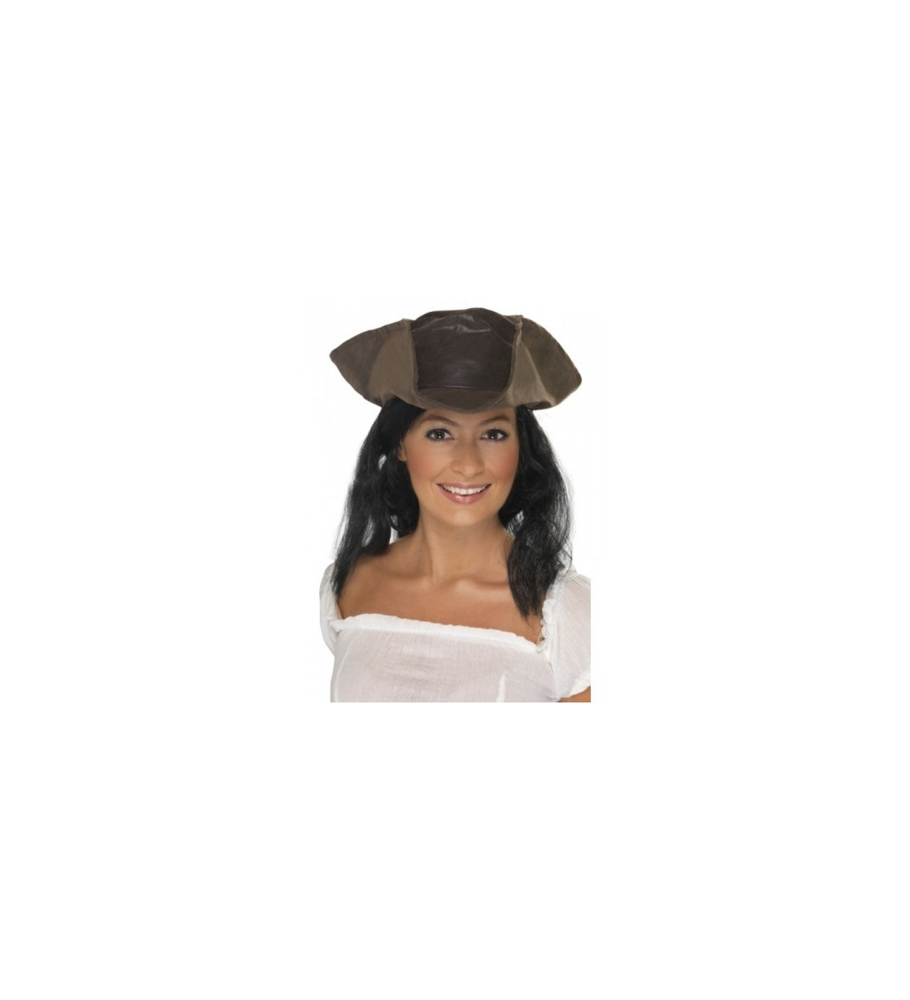 Pirátsky klobúk - trojhranný s vlasmi II