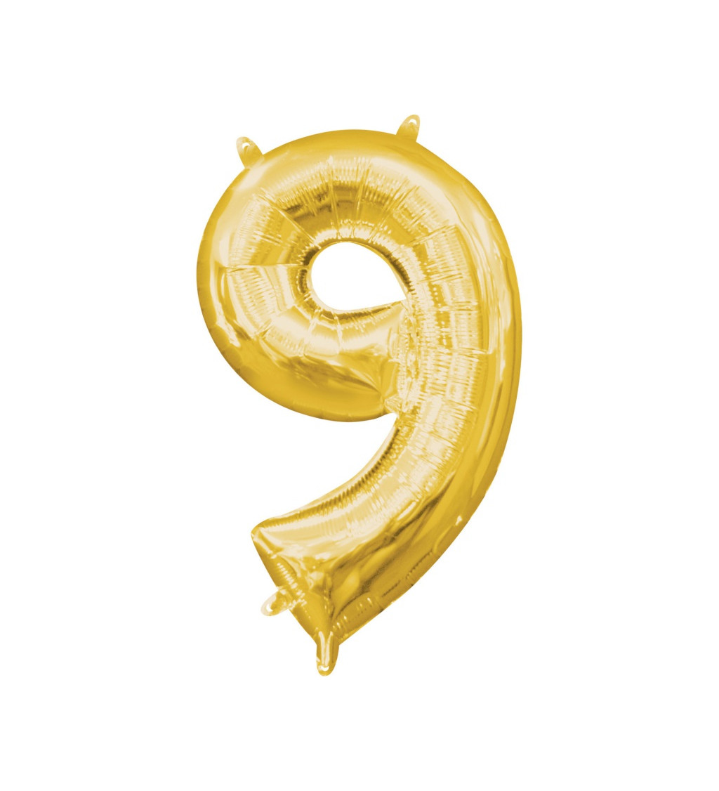 Zlatý fóliový balón číslo "9"
