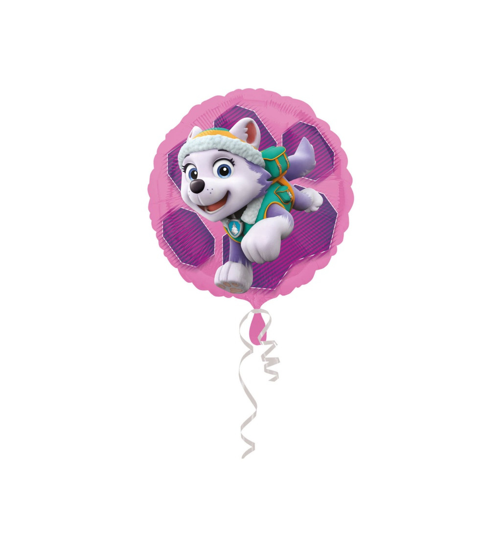 Ružový malý fóliový balónik Tlapková patrola