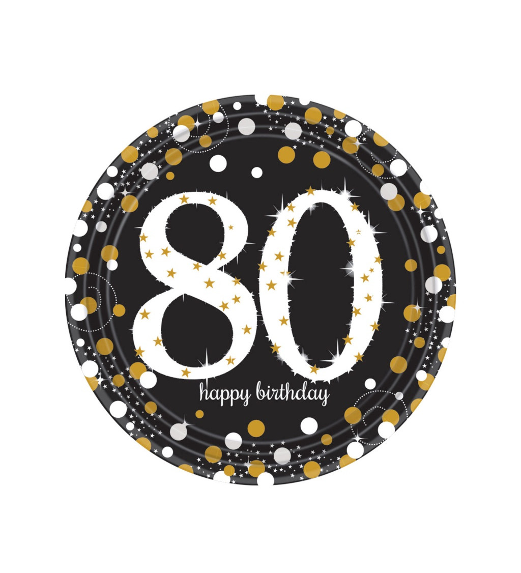 Čierne párty tanieriky s nápisom 80