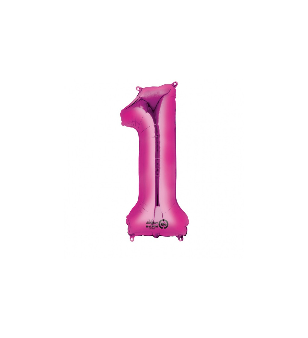 Ružový balónik v tvare čísla 1