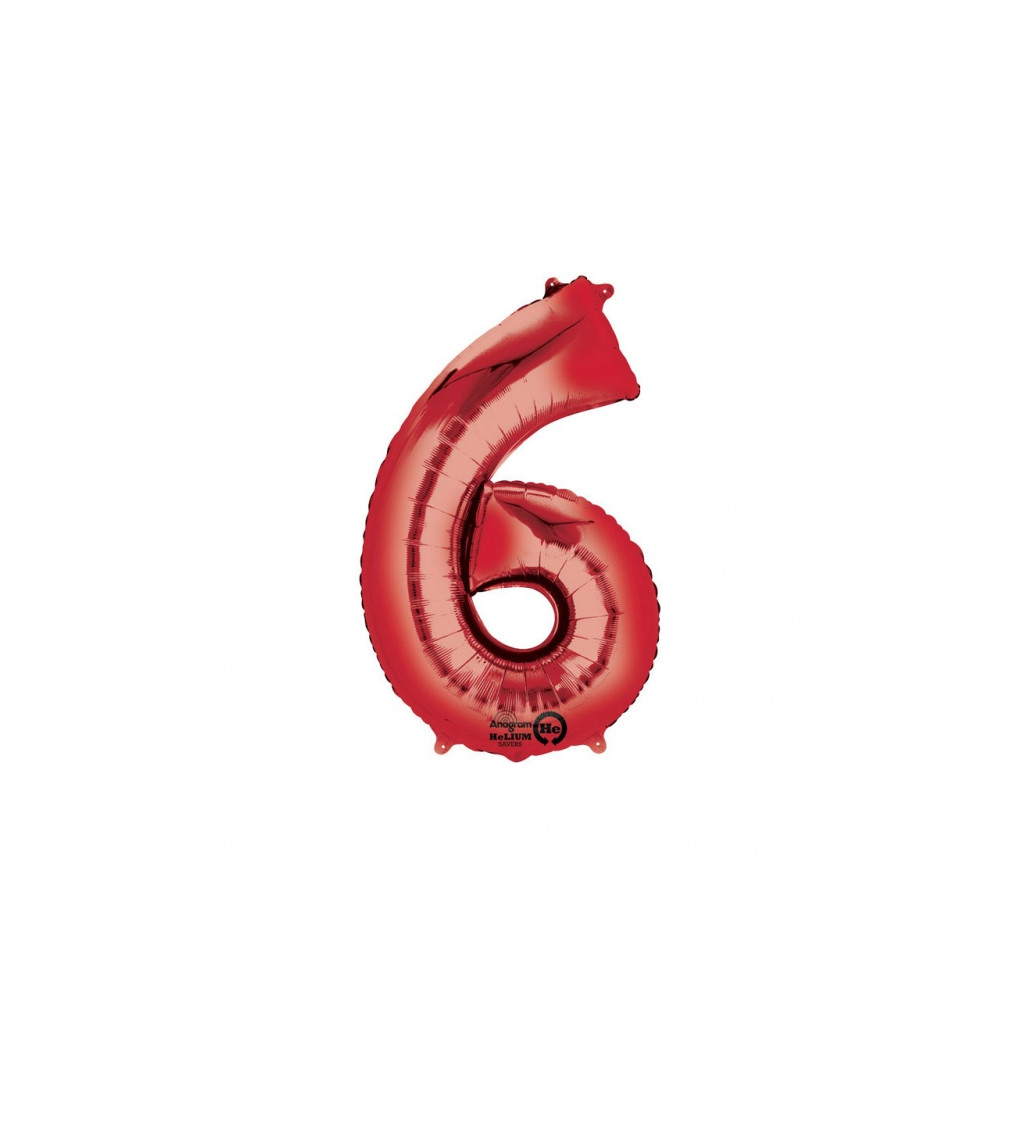 Červený balón v tvare čísla 6