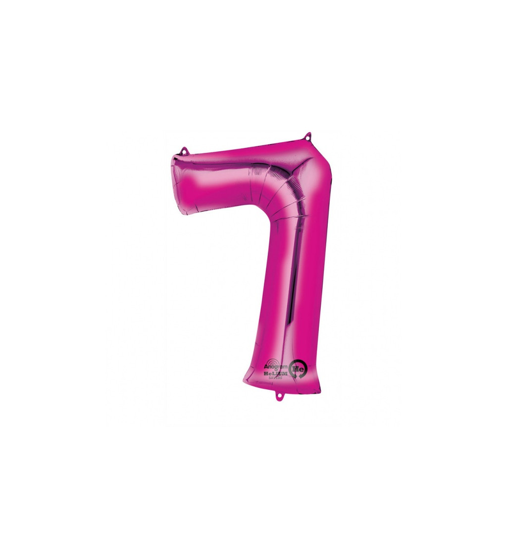 Ružový balón v tvare čísla 7