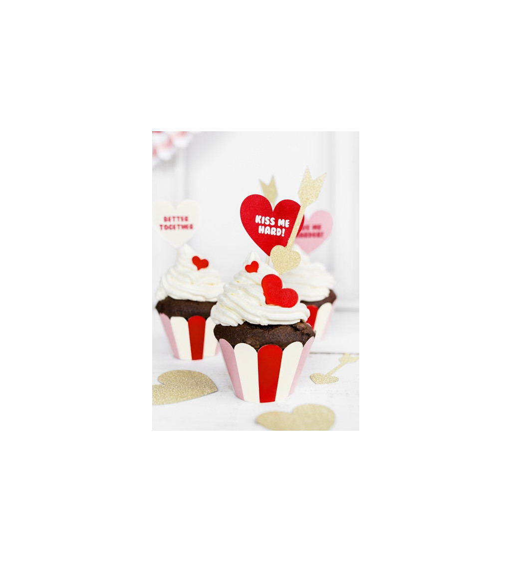Kornútiky na cupcake - Love 6 ks
