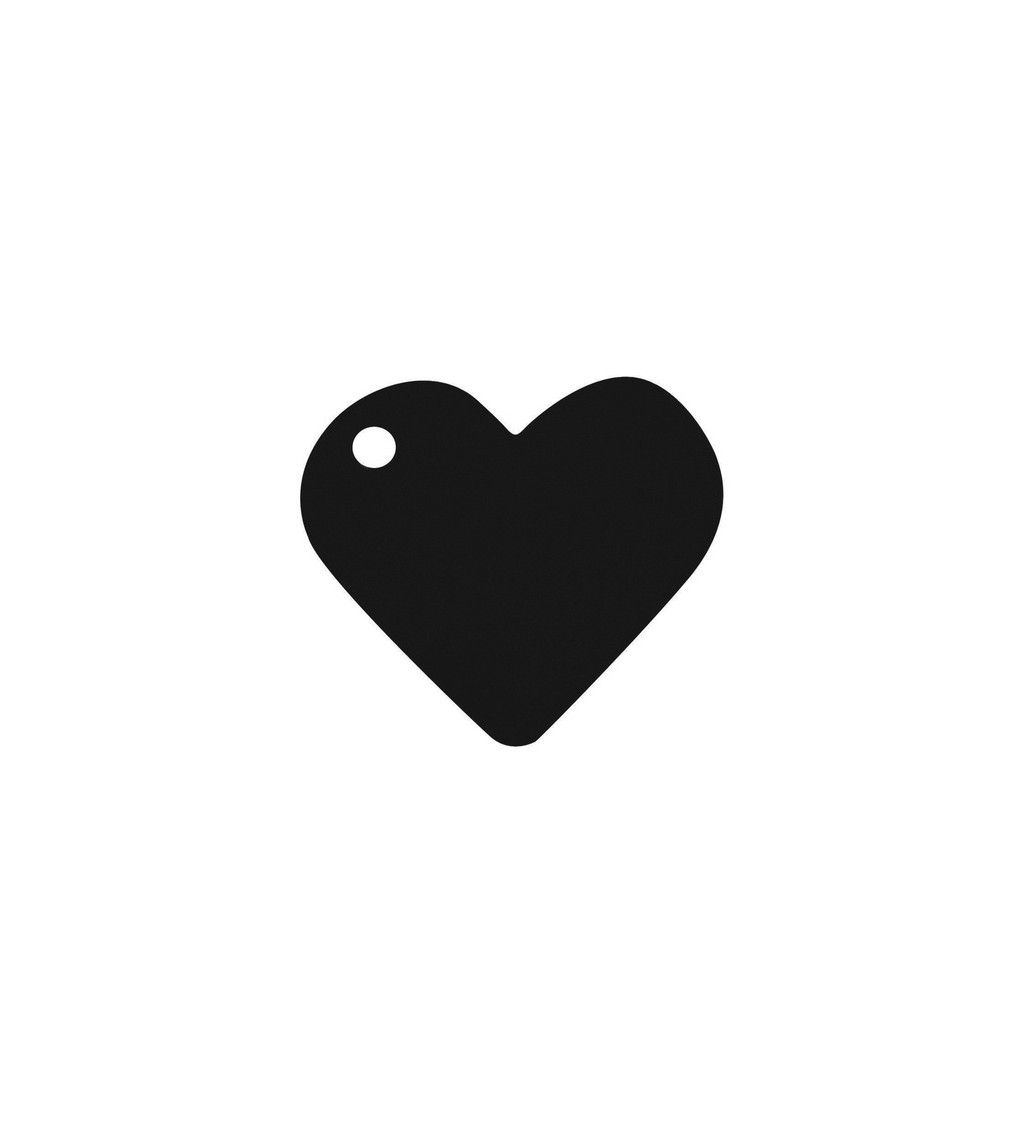 Menovky v tvare srdca v čiernej farbe