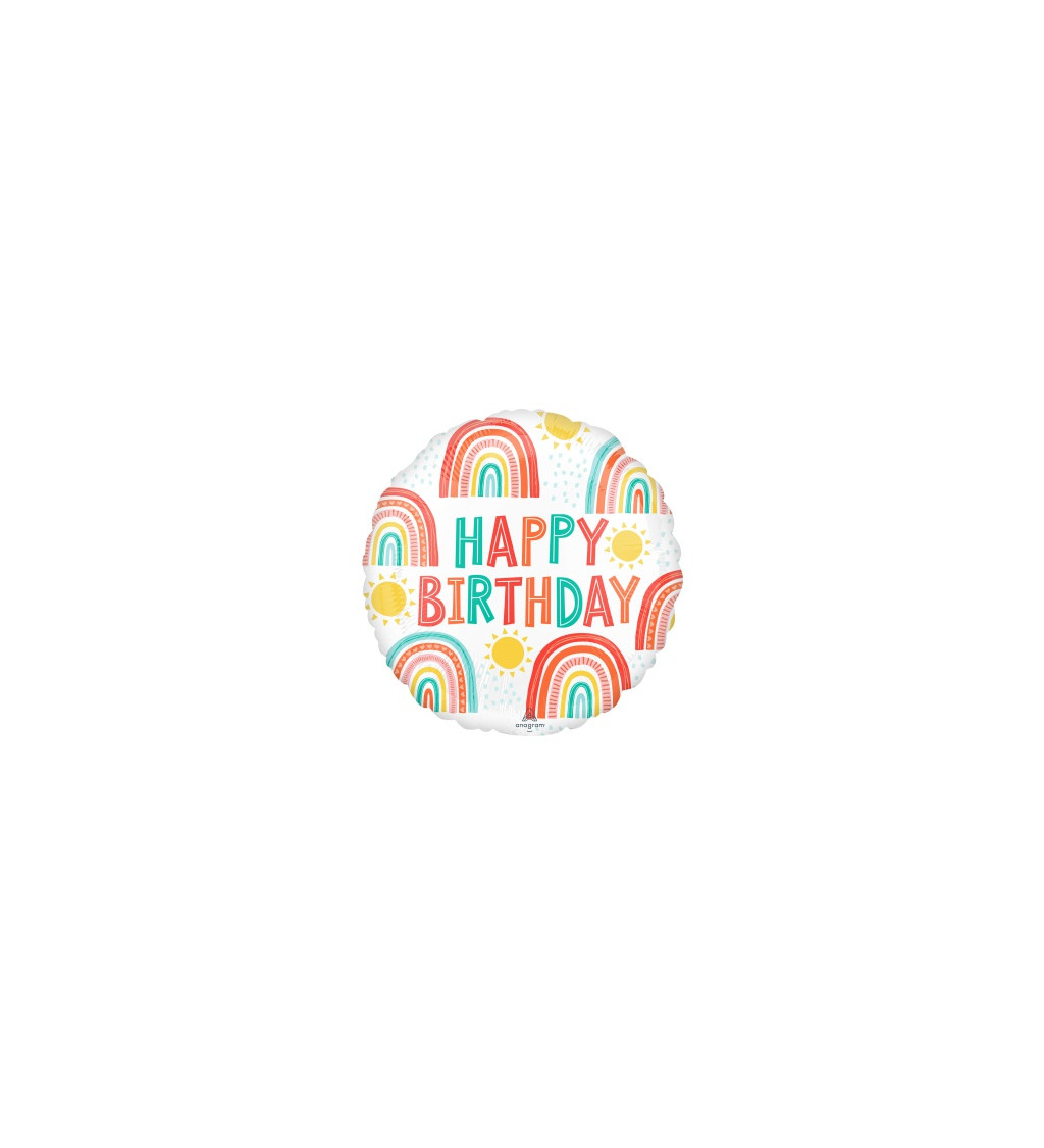 Retro dúhový narodeninový fóliový balón