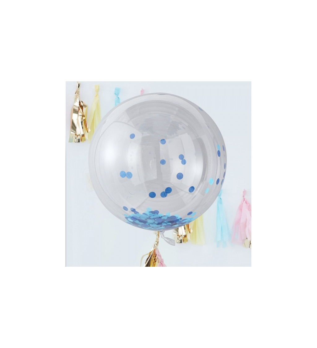 Veľké balóny s modrými konfetami - sada