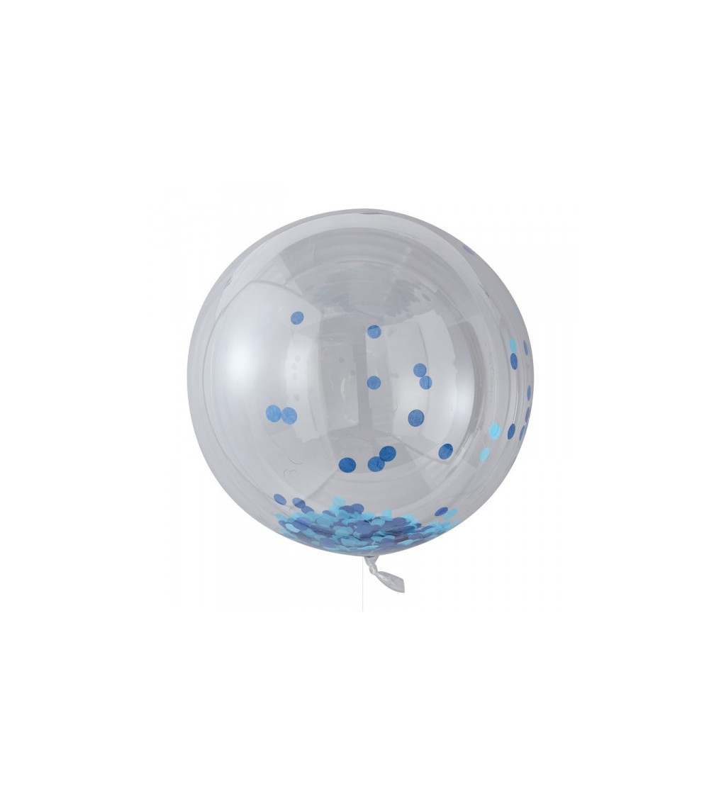 Veľké balóny s modrými konfetami - sada