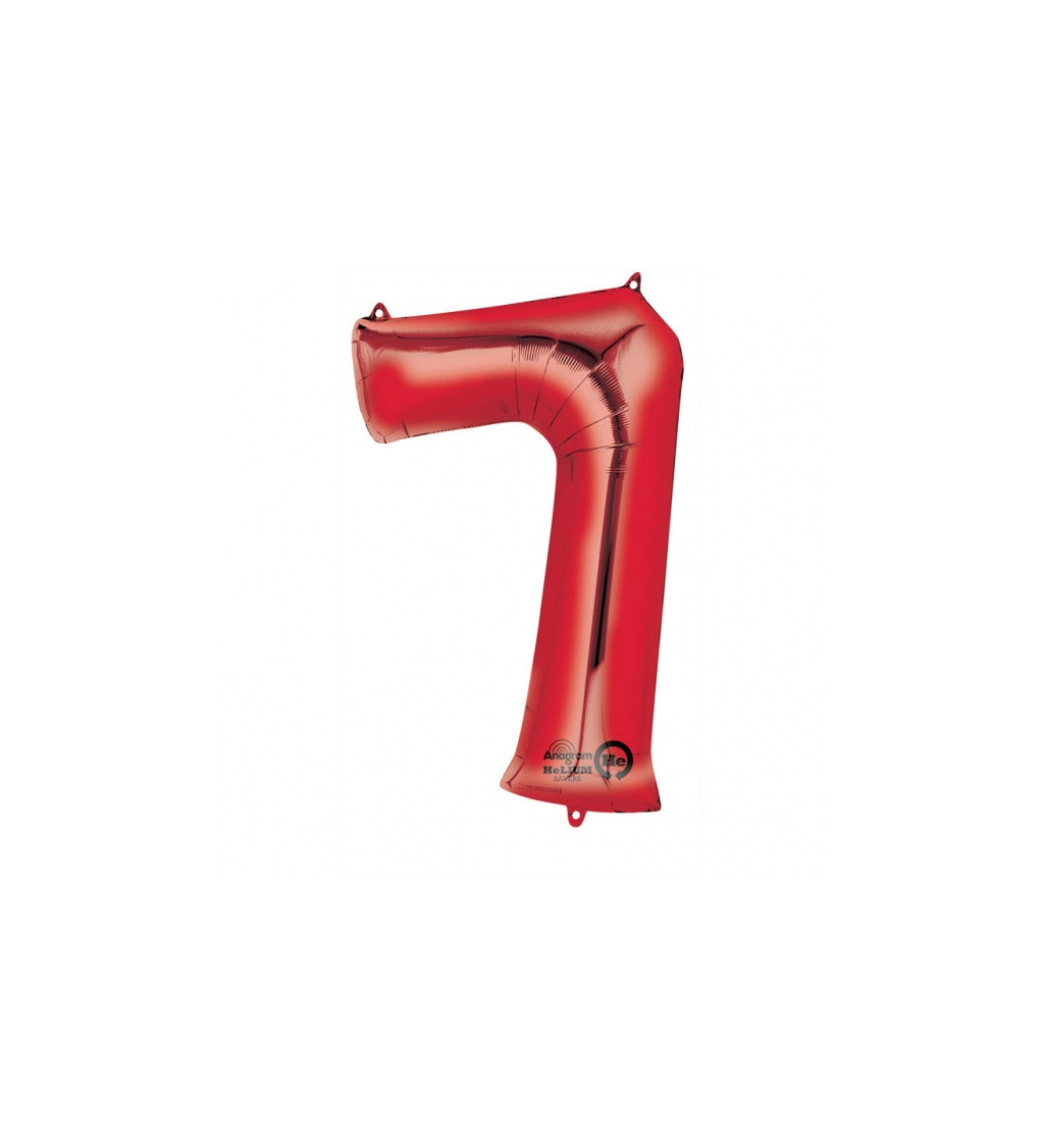 Červený fóliový balónik v tvare čísla 7