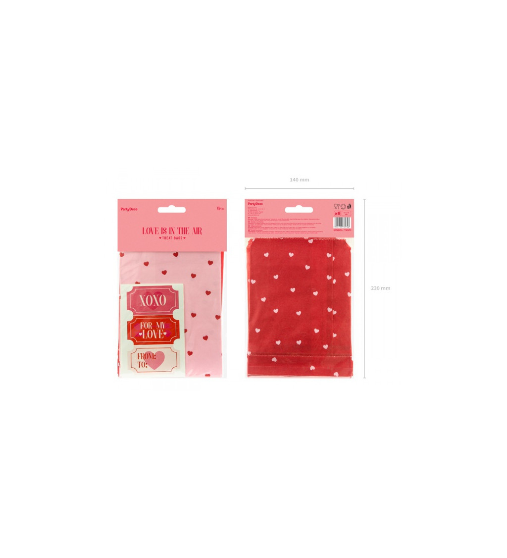 Darčekové balíčky valentínske - ružové/červené 6 ks