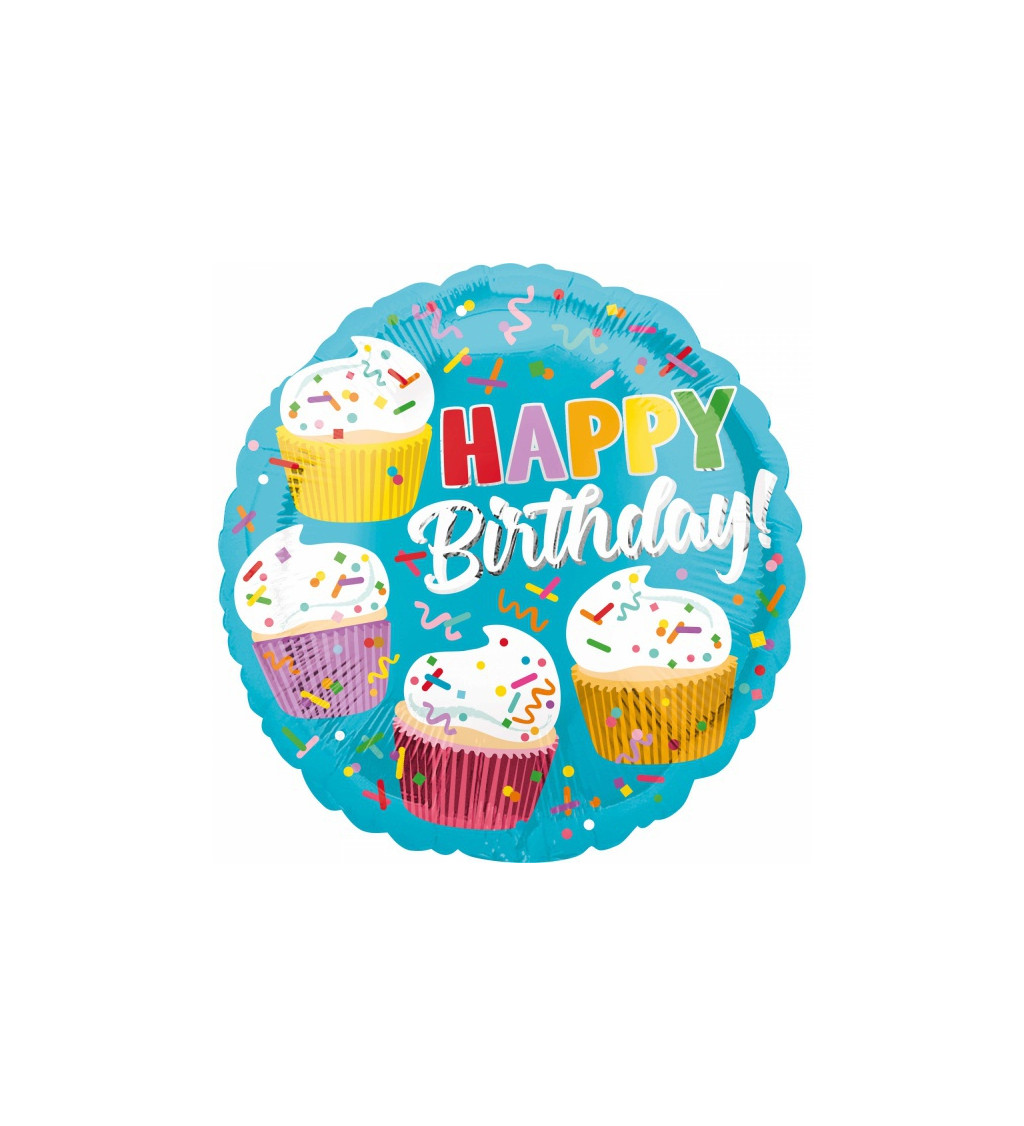 Narodeninový fóliový balónik - cupcakes