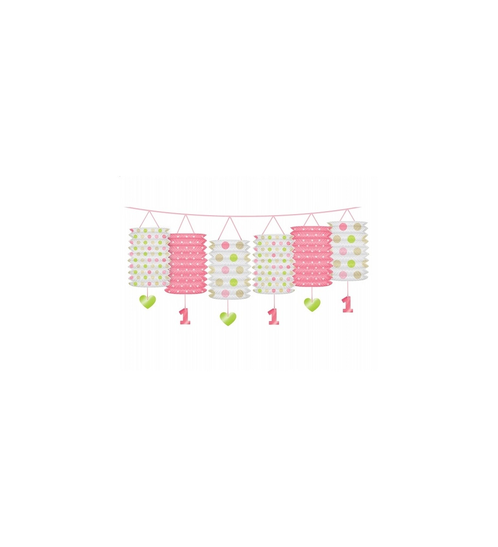 Girlanda 1. narodeniny - ružové lampióny