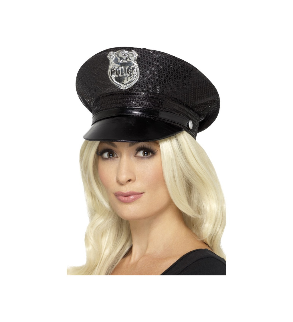 Dámska policajná čiapka s flitrami