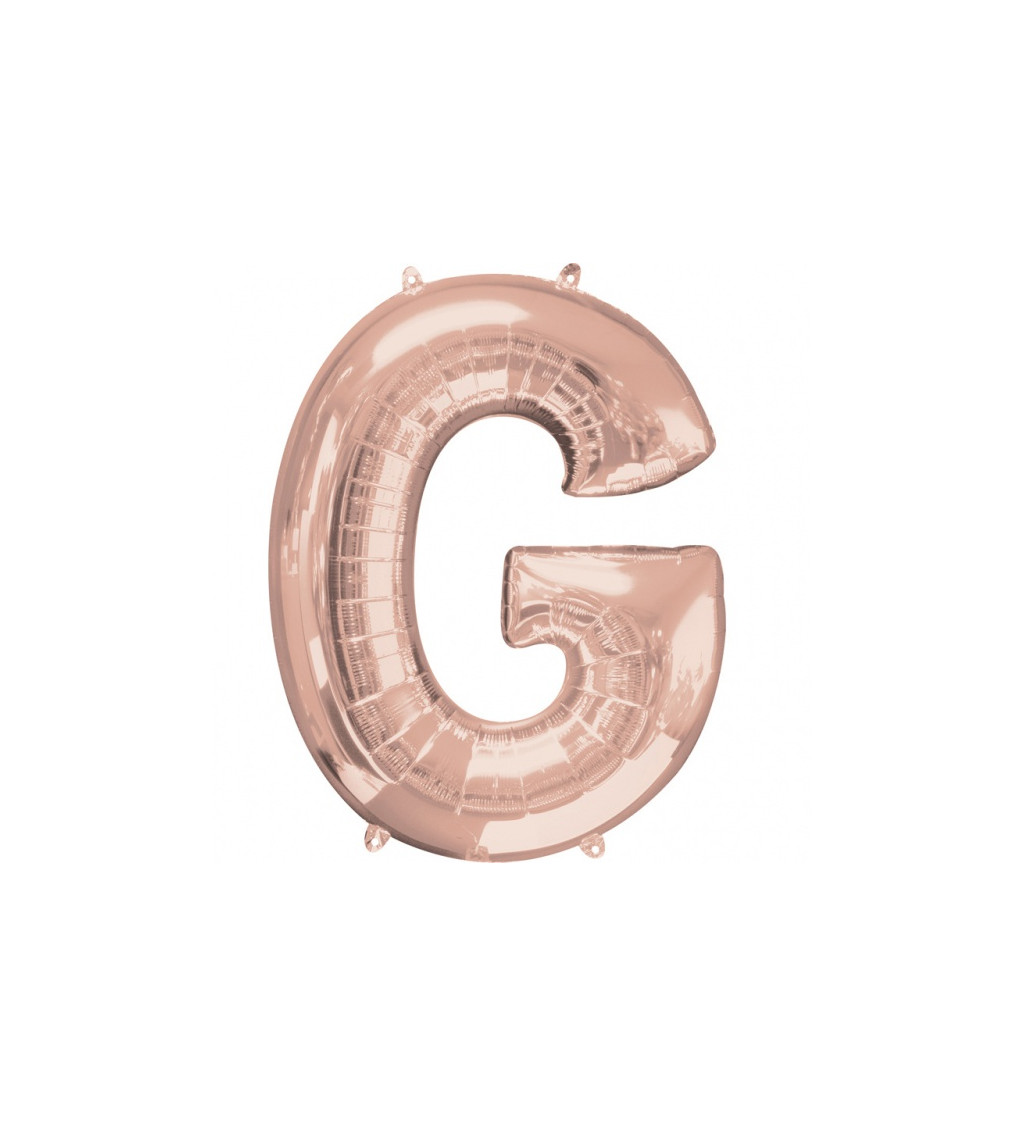 Fóliový balónik "G" - rose gold 83cm
