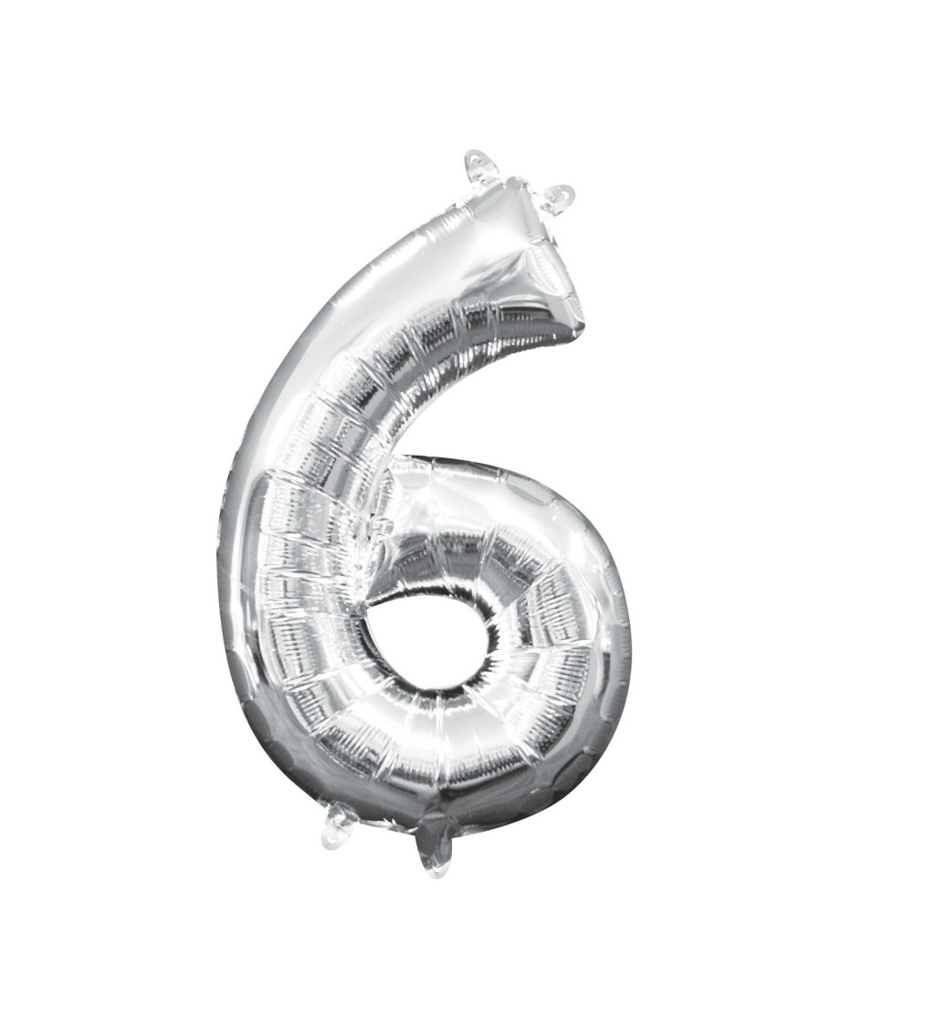 Balónik zo striebornej fólie v tvare čísla 6