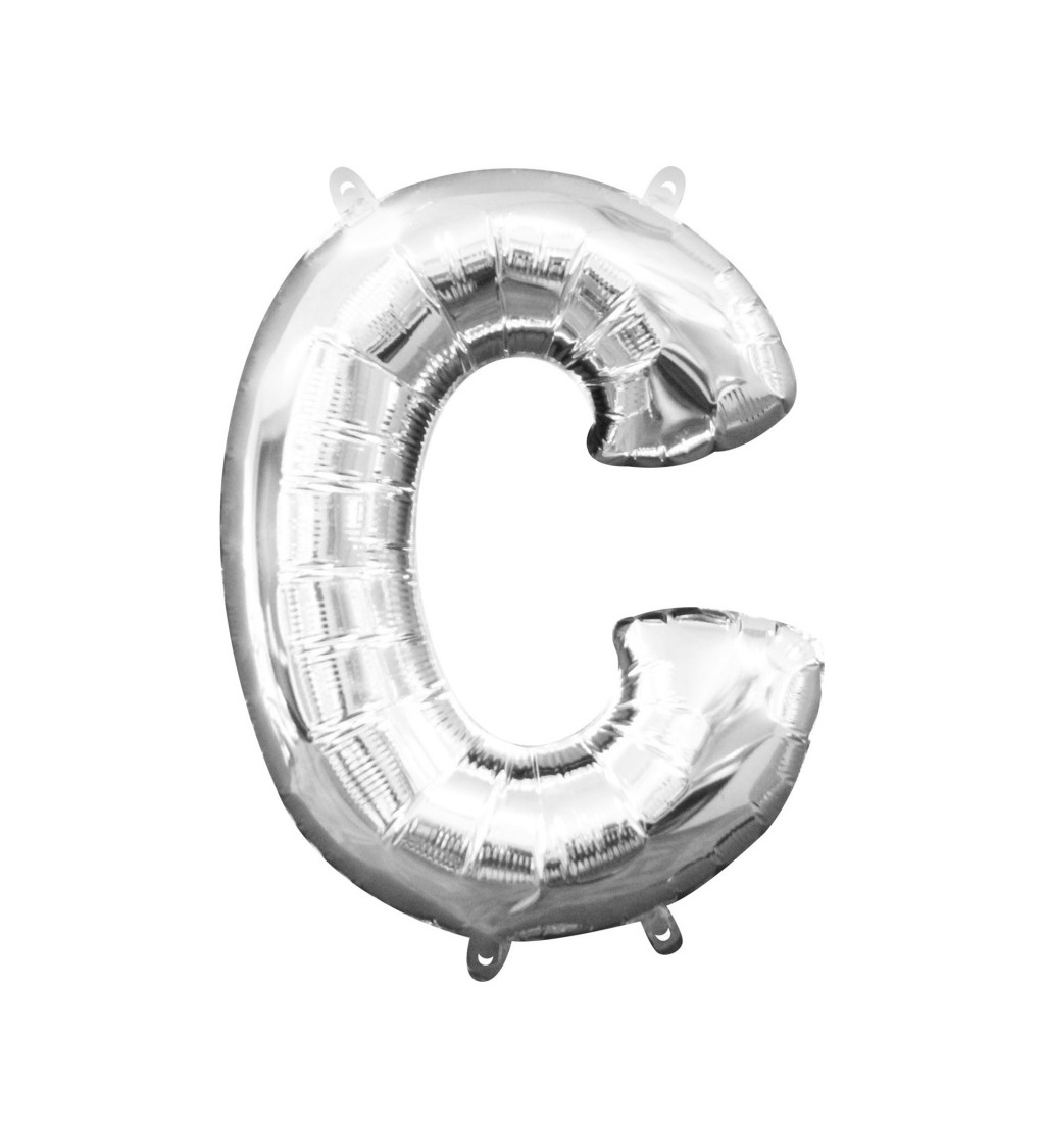 Strieborný fóliový balónik v tvare písmena C