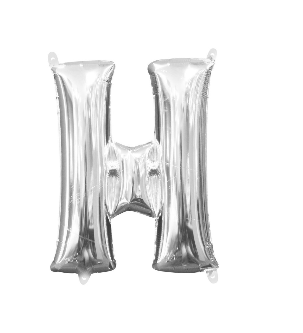 Strieborný fóliový balónik v tvare písmena H