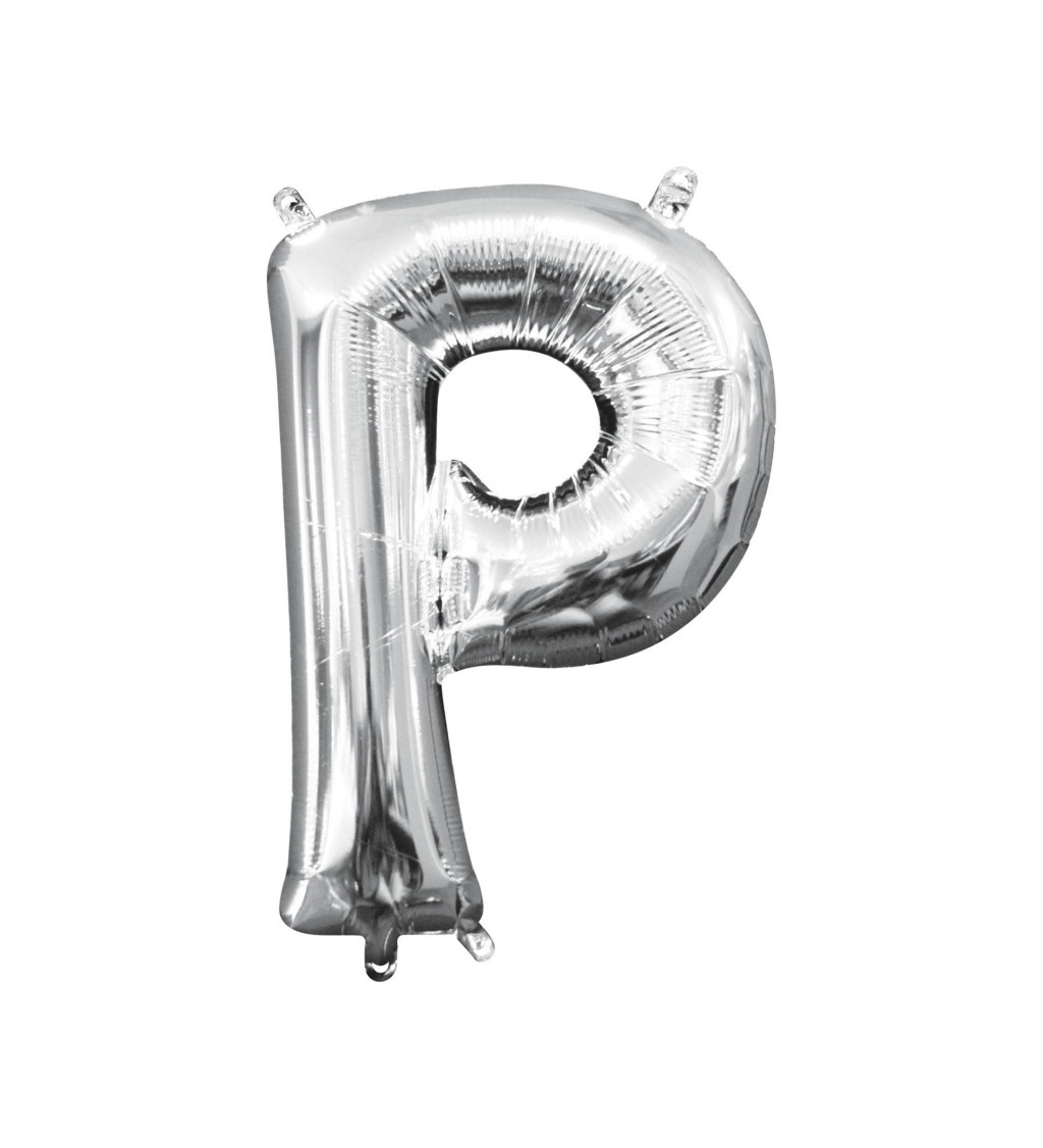 Strieborný fóliový balónik v tvare písmena P