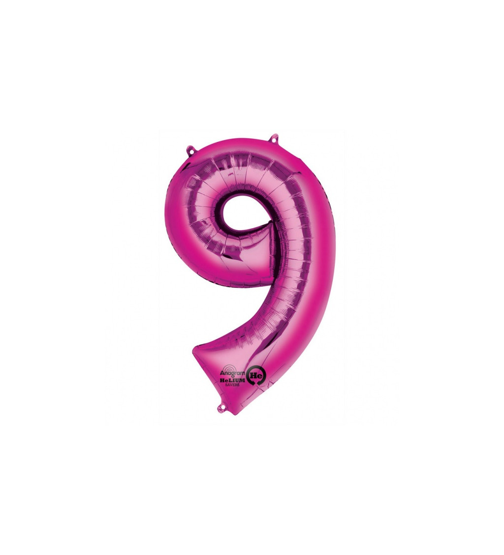 Ružový balónik v tvare čísla 9