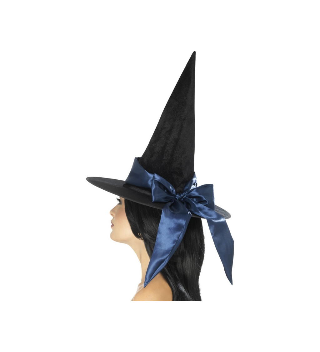 Čarodejnícky klobúk s mašľou - modrý