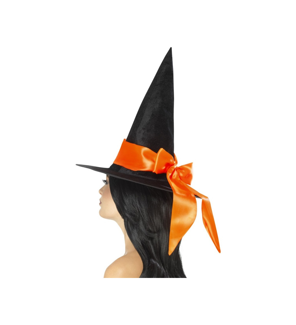 Čarodejnícky klobúk s mašľou - oranžovou